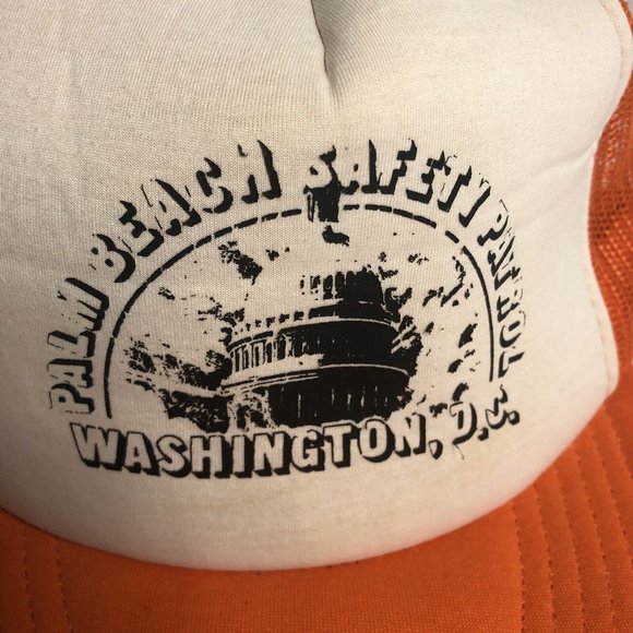 Vtg Palm Beach Safety‎ Patrol Washington D.C. Orange Mesh Trucker Hat - Picture 2 of 9